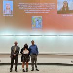 Professors Matt Singer and David Yalof stand with 2021-2022 Bennett Honors Scholarship in Political Science recipient Lauren Tocman.